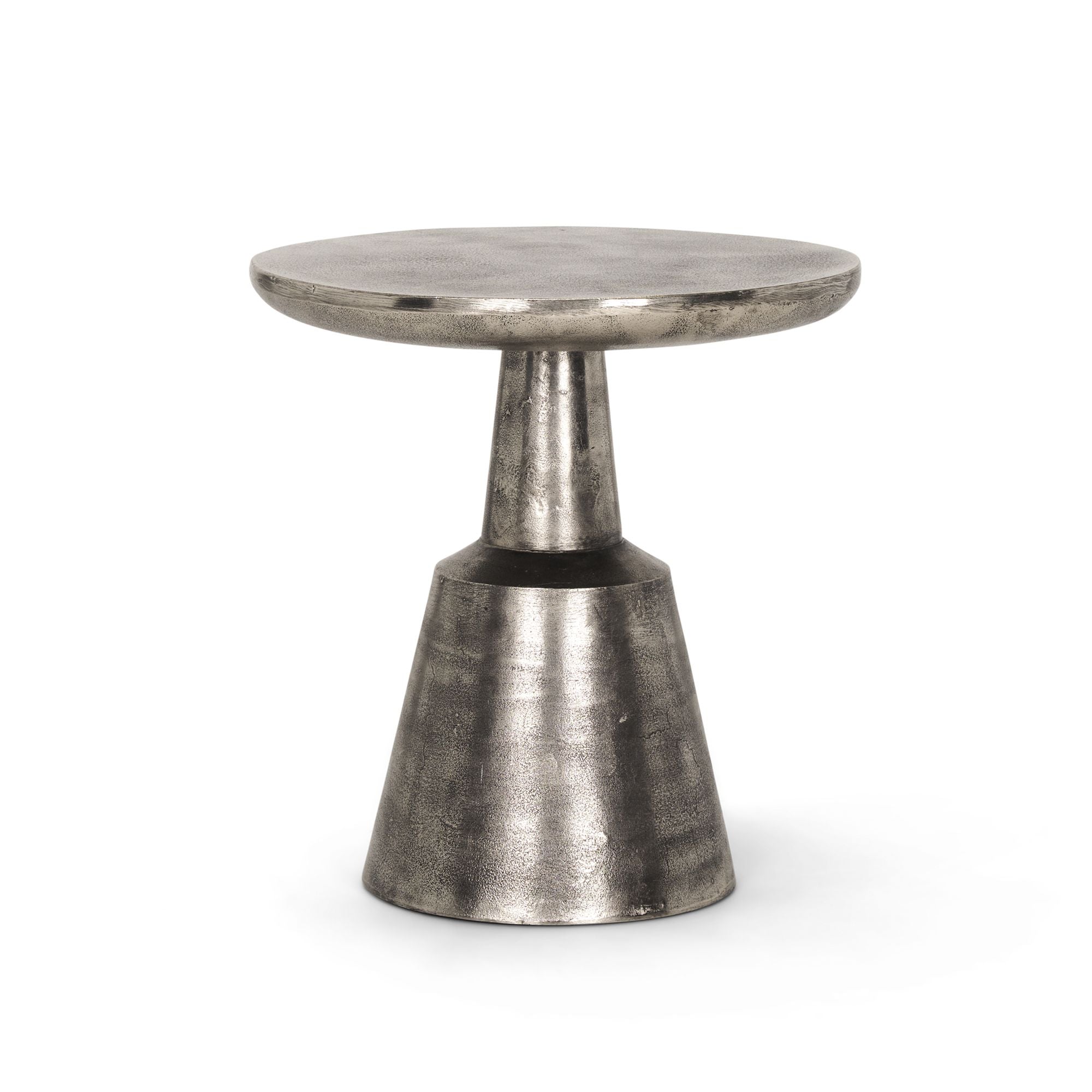 Mercana - Bobbi Textured Polished Nickel Cast Aluminum Metal Accent Table
