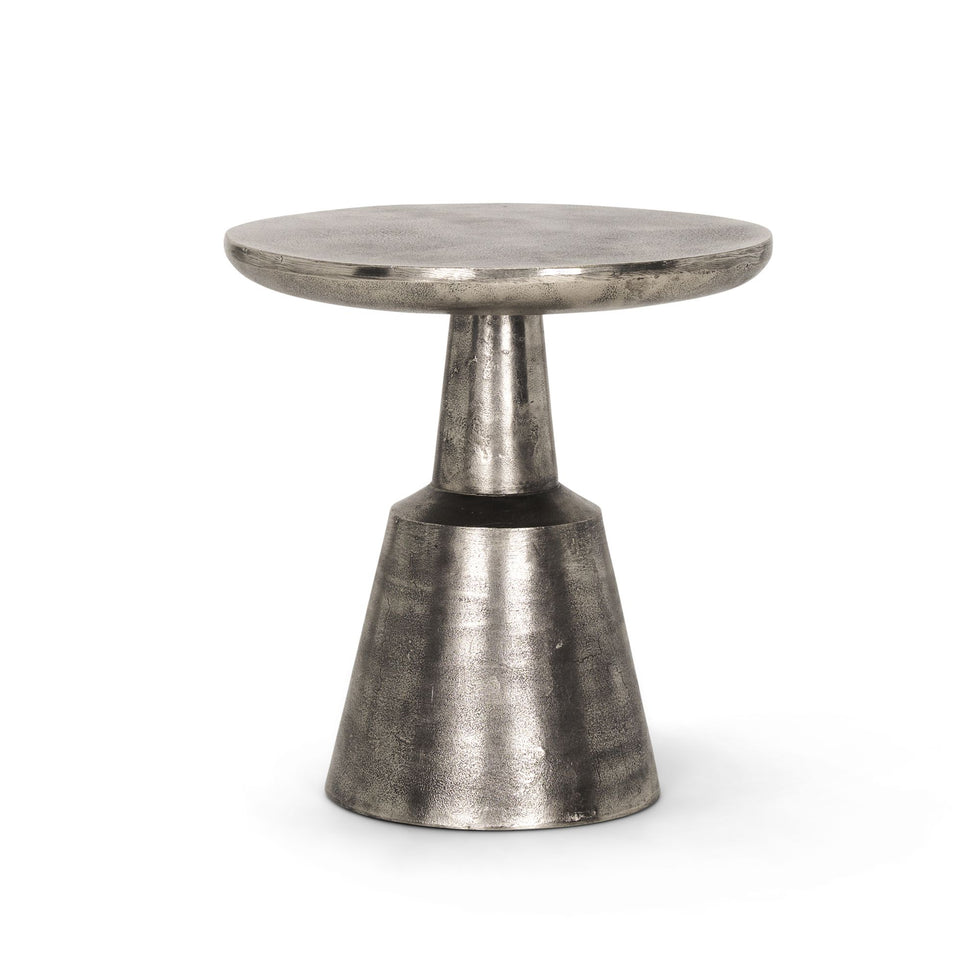 Mercana - Bobbi Textured Polished Nickel Cast Aluminum Metal Accent Table