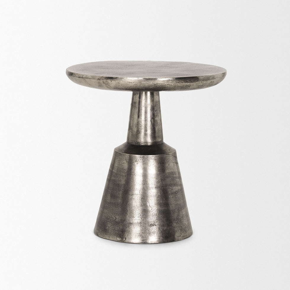 Mercana - Bobbi Textured Polished Nickel Cast Aluminum Metal Accent Table