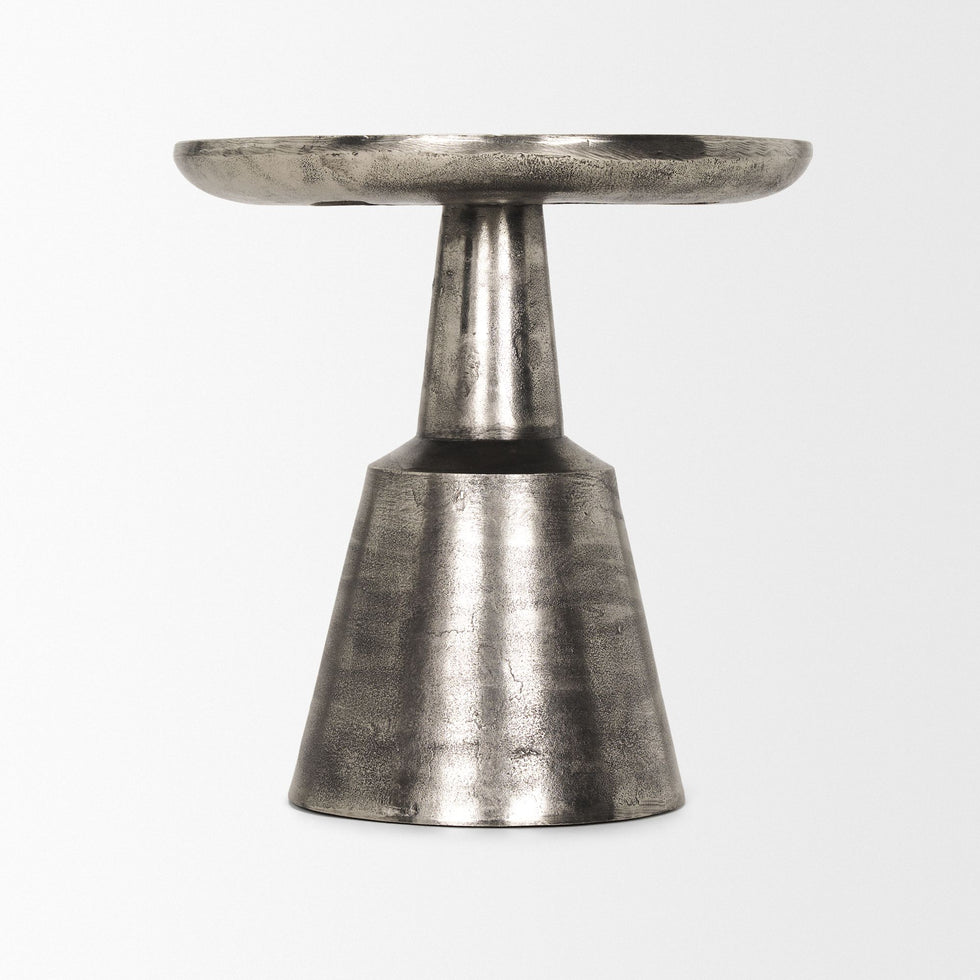 Mercana - Bobbi Textured Polished Nickel Cast Aluminum Metal Accent Table