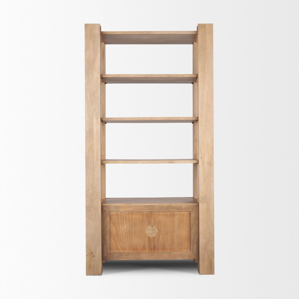 Mercana - Beth Light Brown Wood with Open and Closed Storage Shelving Unit