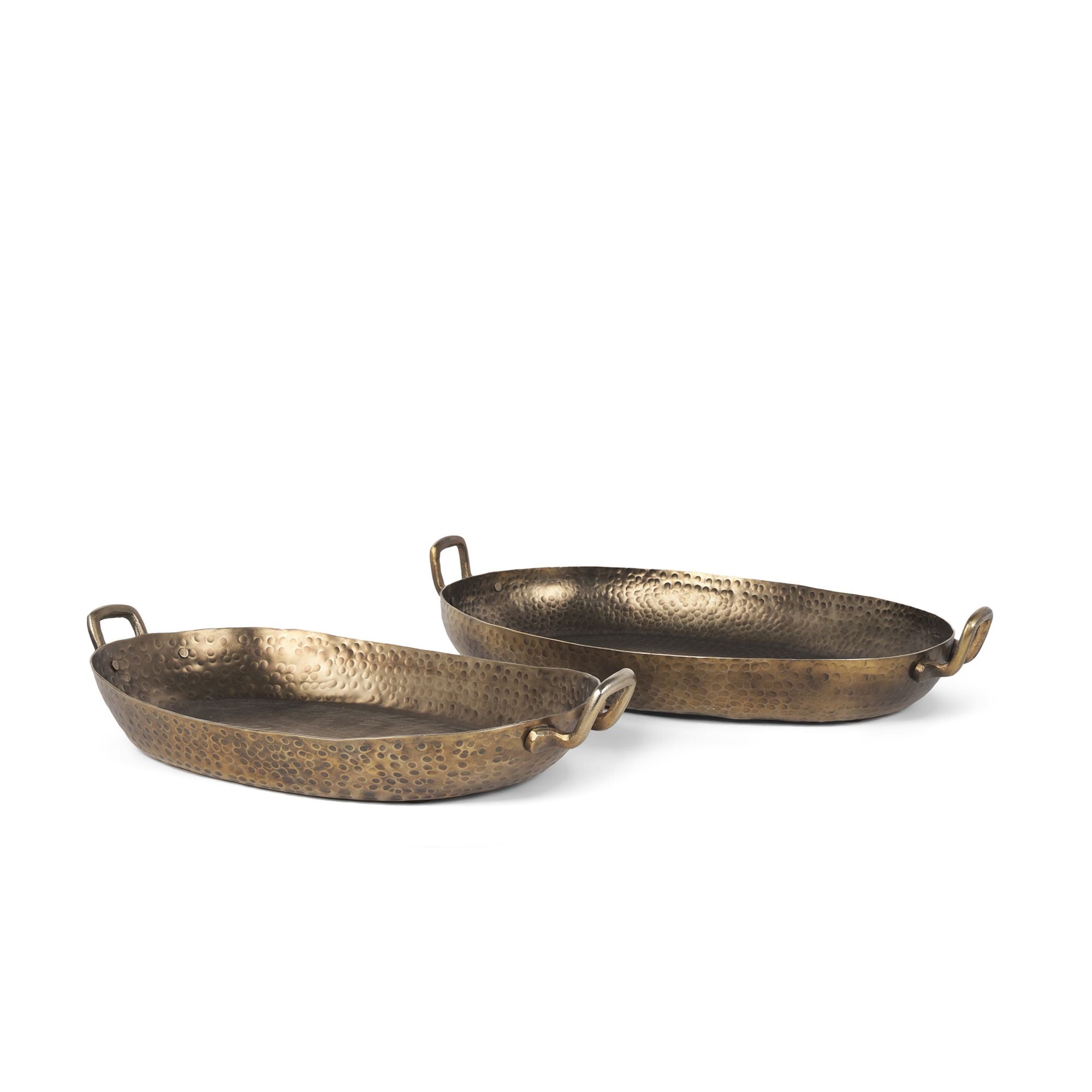Mercana - Pama Hammered Gold Metal Decorative Trays (Set of 2)