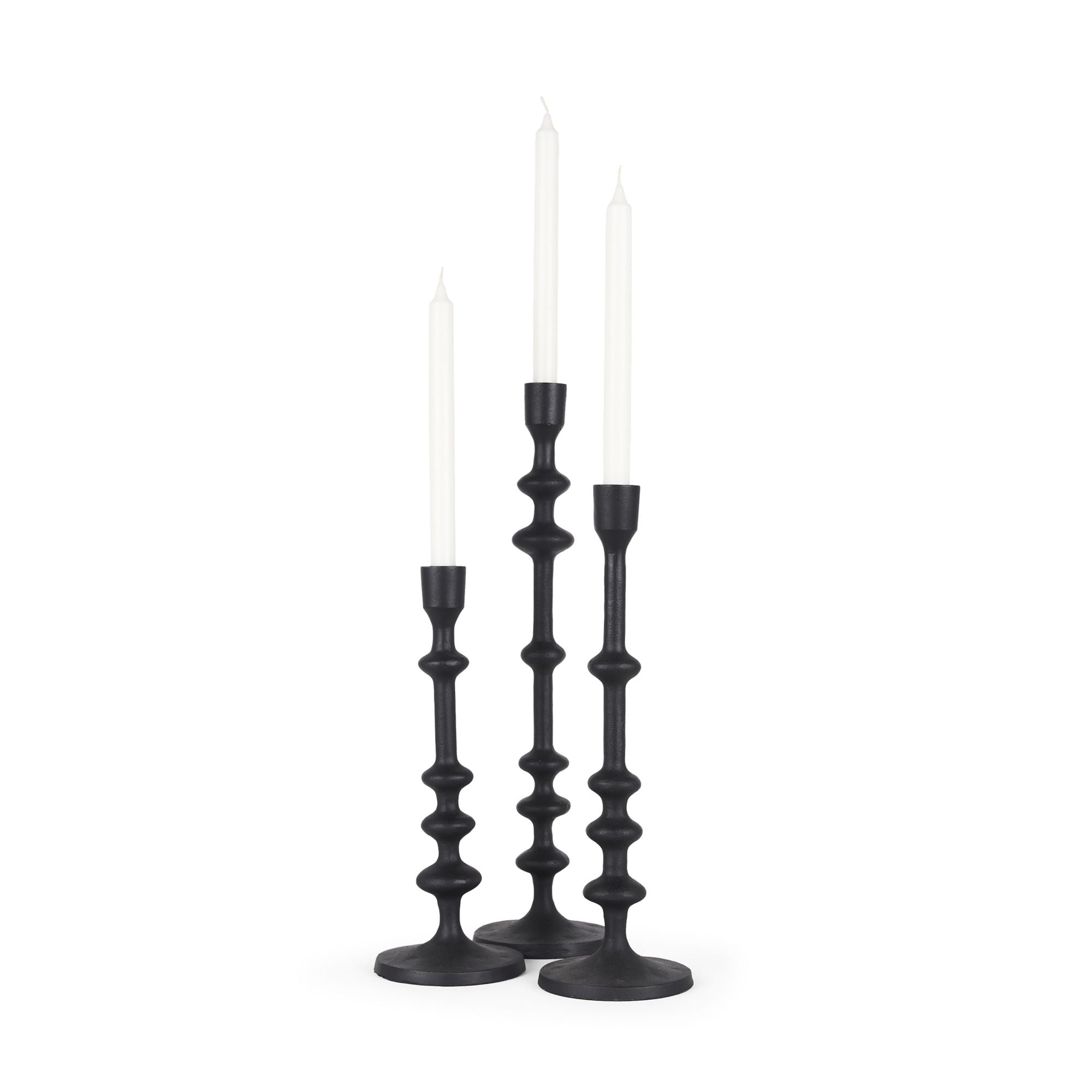 Mercana - Paolo Matte Black Metal Candle Holder (Set of 3)