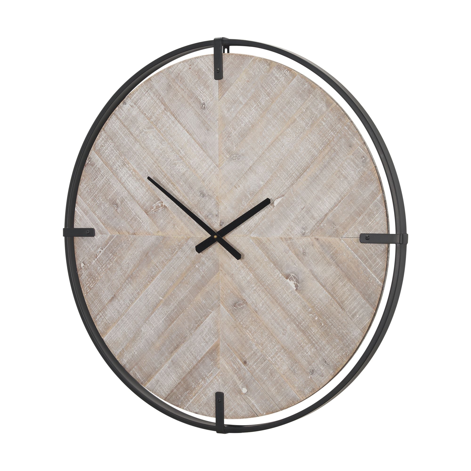 Mercana - Rani Matte Black Metal/Wood Wall Clock