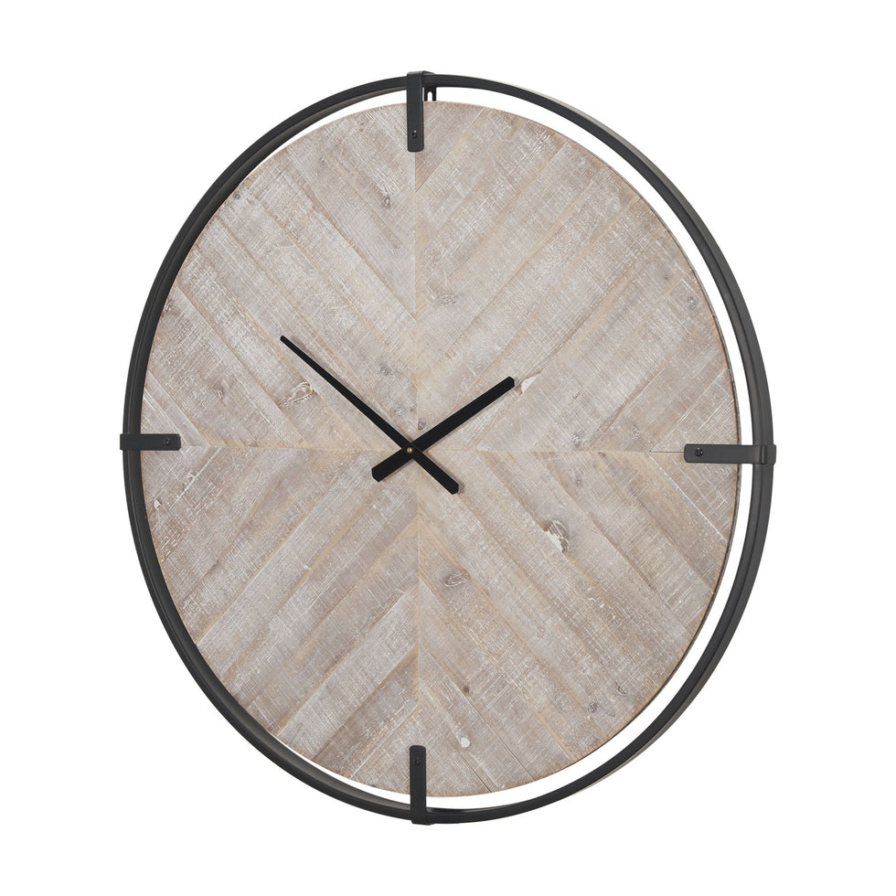 Mercana - Rani Matte Black Metal/Wood Wall Clock