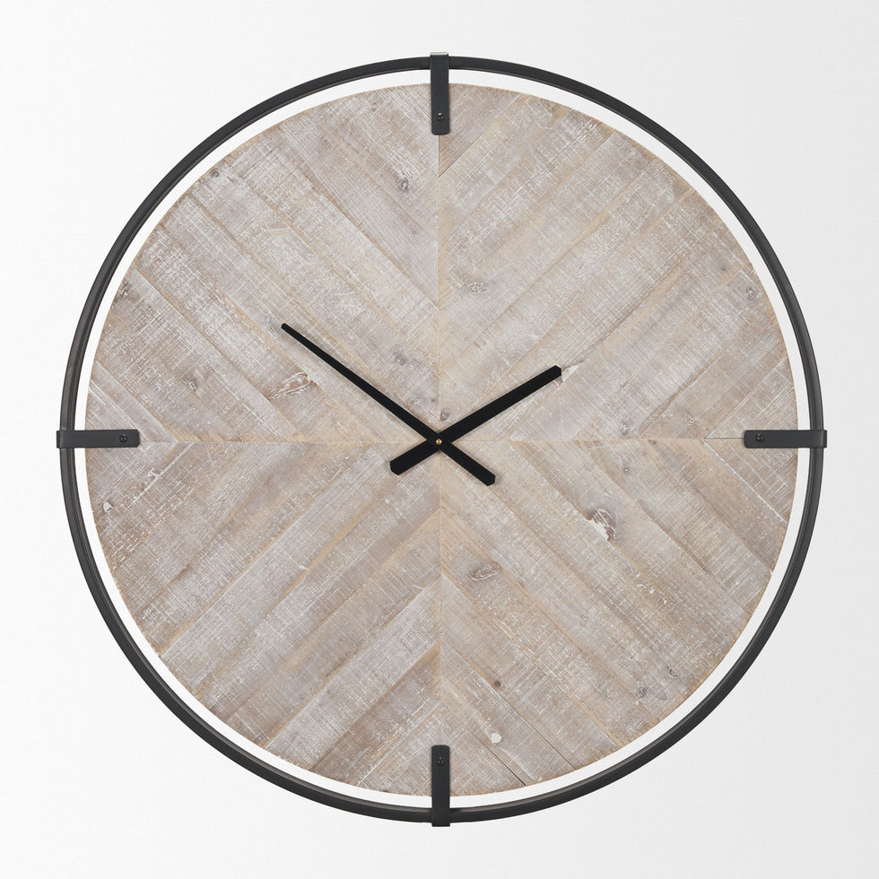 Mercana - Rani Matte Black Metal/Wood Wall Clock