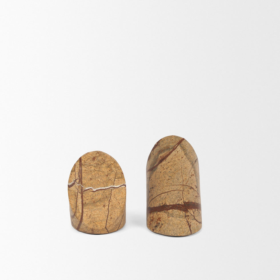 Mercana - Rahima Brown Forest Marble Angled Bookends