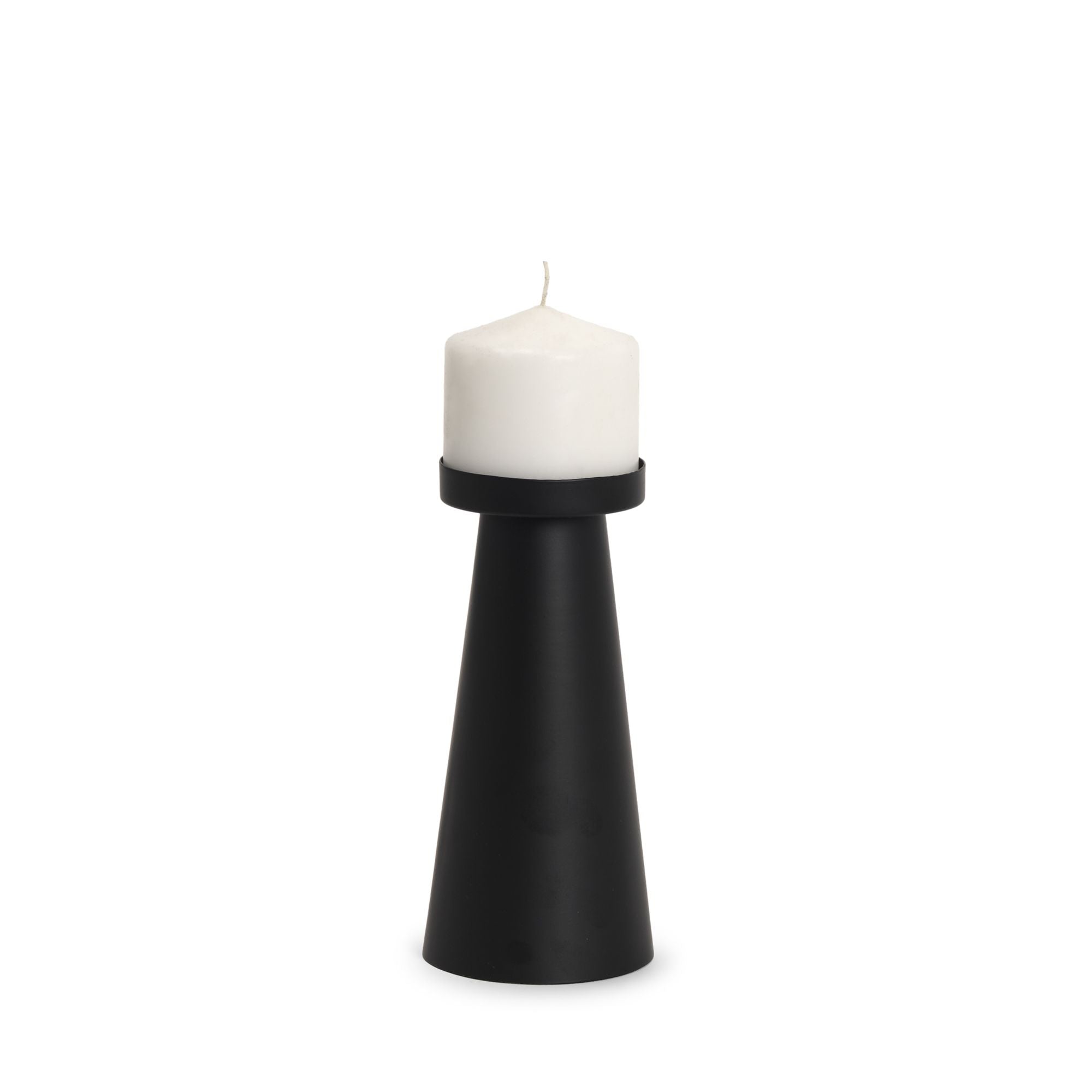 Mercana - Quadir Matte Black Metal Candle Holder