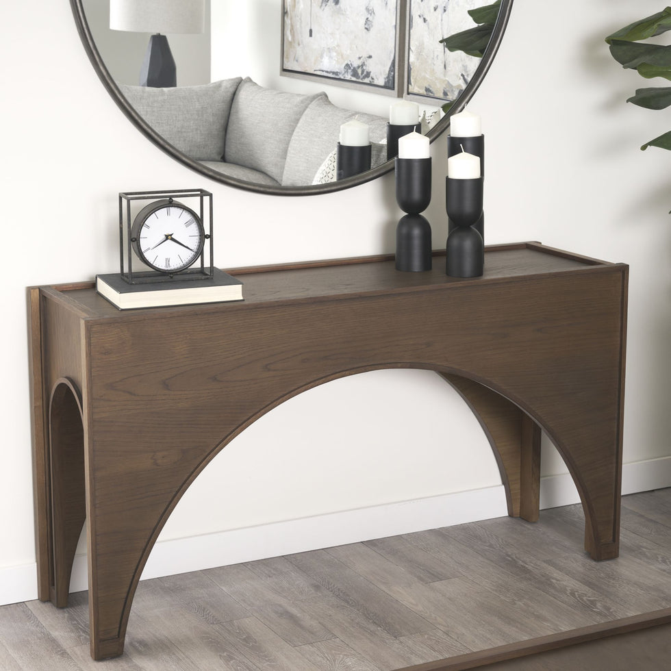 Mercana - Laraya Dark Brown Wood Arched Console Table