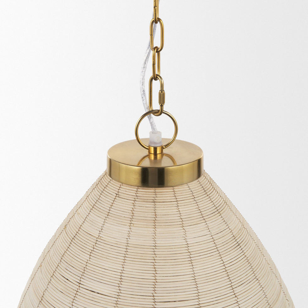 Mercana - Saliha Cane with Brass Metal Pendant Light