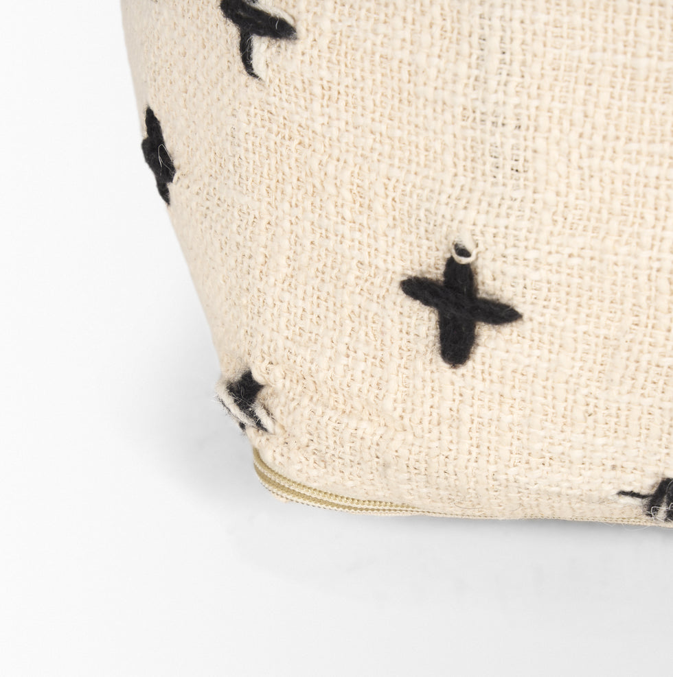 Mercana - Saanvi Pouf in Black/Cream, Wool