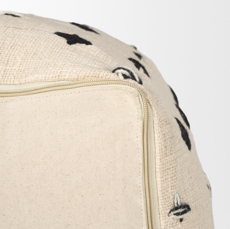 Mercana - Saanvi Pouf in Black/Cream, Wool