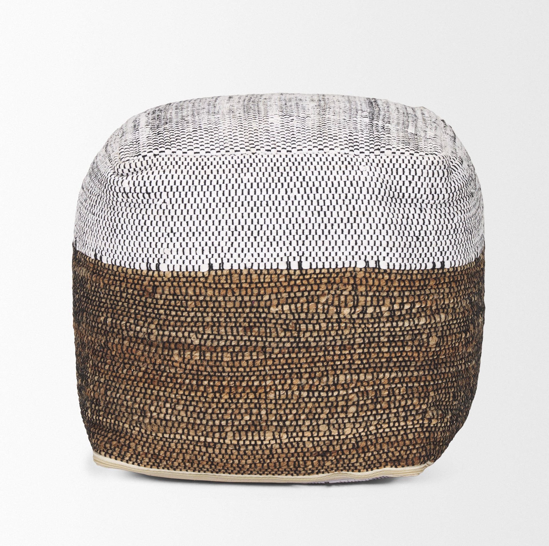 Mercana - Samiya Pouf in Black/White, Fabric