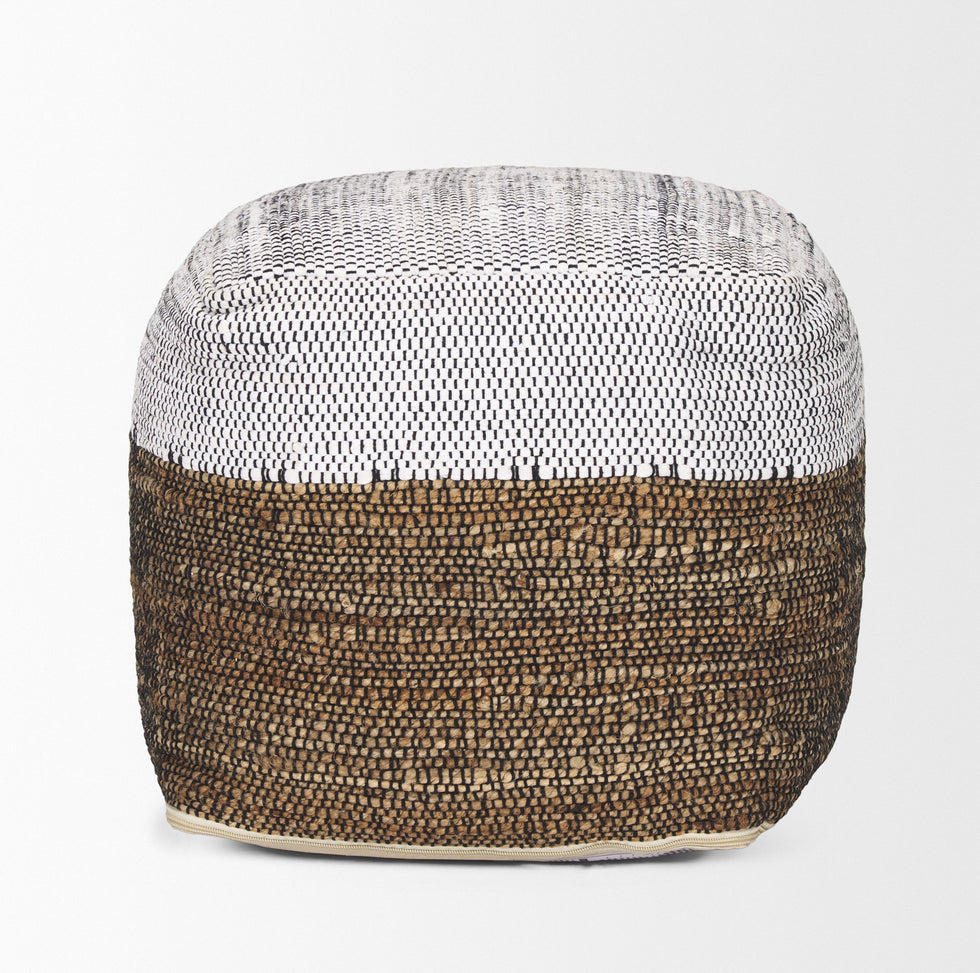 Mercana - Samiya Pouf in Black/White, Fabric