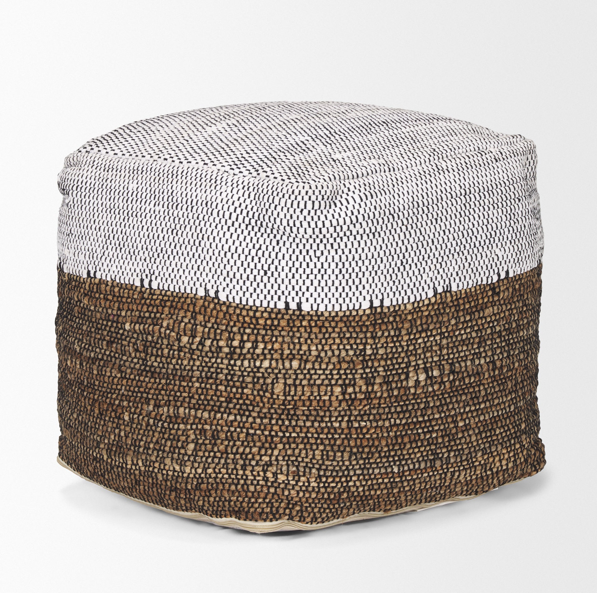 Mercana - Samiya Pouf in Black/White, Fabric