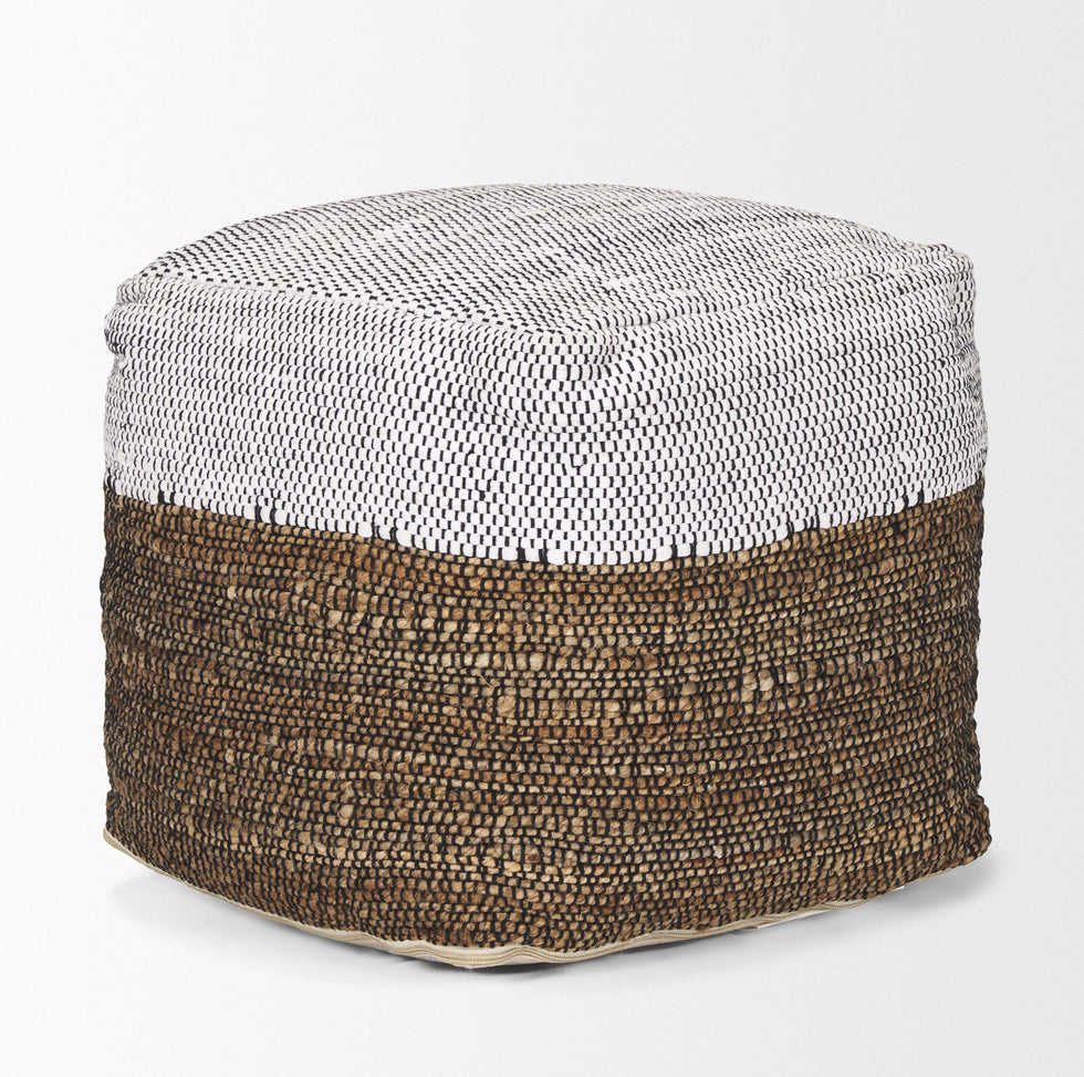 Mercana - Samiya Pouf in Black/White, Fabric