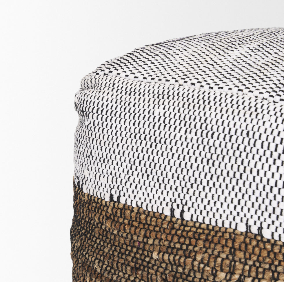 Mercana - Samiya Pouf in Black/White, Fabric