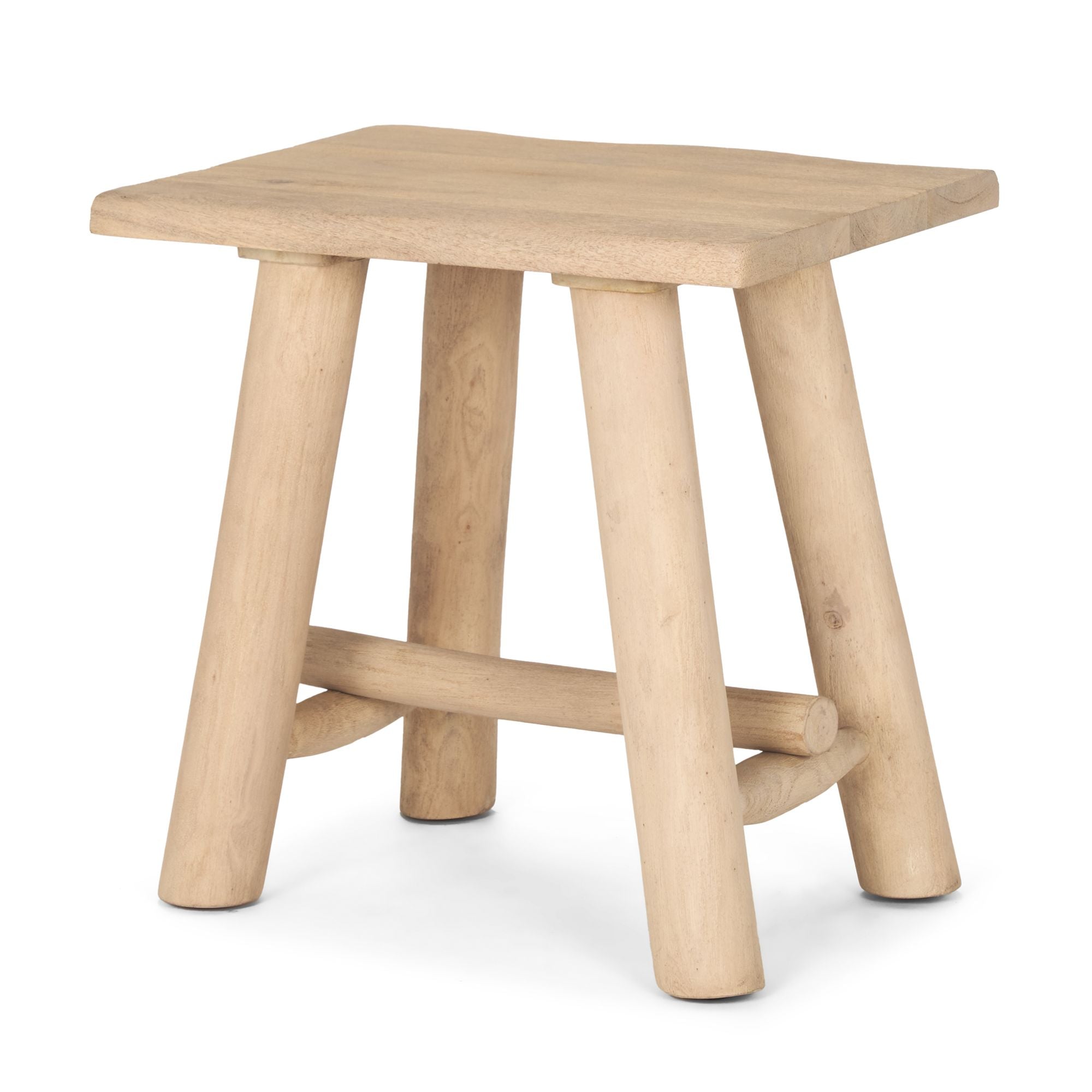 Mercana - Sekou Light Brown Short Wooden Craftsman Stool