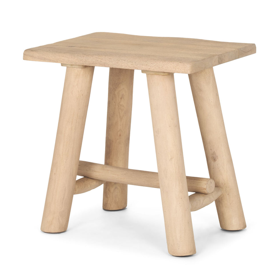 Mercana - Sekou Light Brown Short Wooden Craftsman Stool