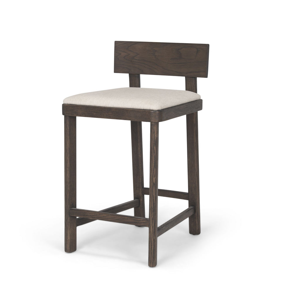 Mercana - Soren Counter Stool with Oatmeal Fabric in Dark Brown, Wood