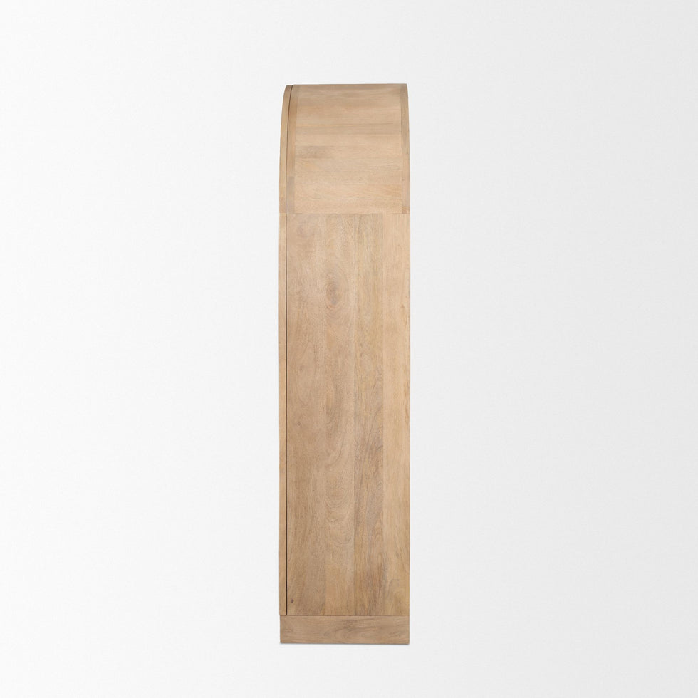 Mercana - Suri Light Brown Wood with Glass Doors Arched Curio Cabinet