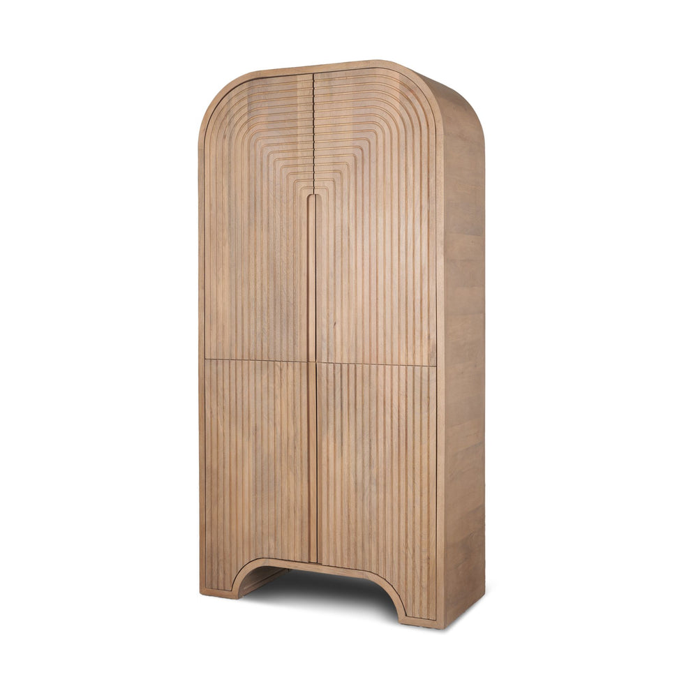 Mercana - Sorina Reverse Fluted Light Brown Wood Curio Cabinet