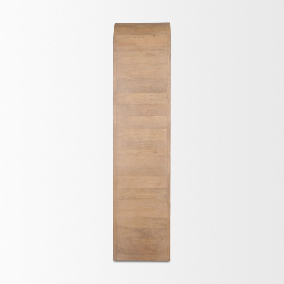Mercana - Sorina Reverse Fluted Light Brown Wood Curio Cabinet