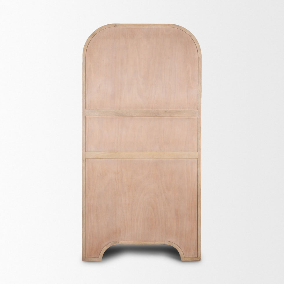 Mercana - Sorina Reverse Fluted Light Brown Wood Curio Cabinet