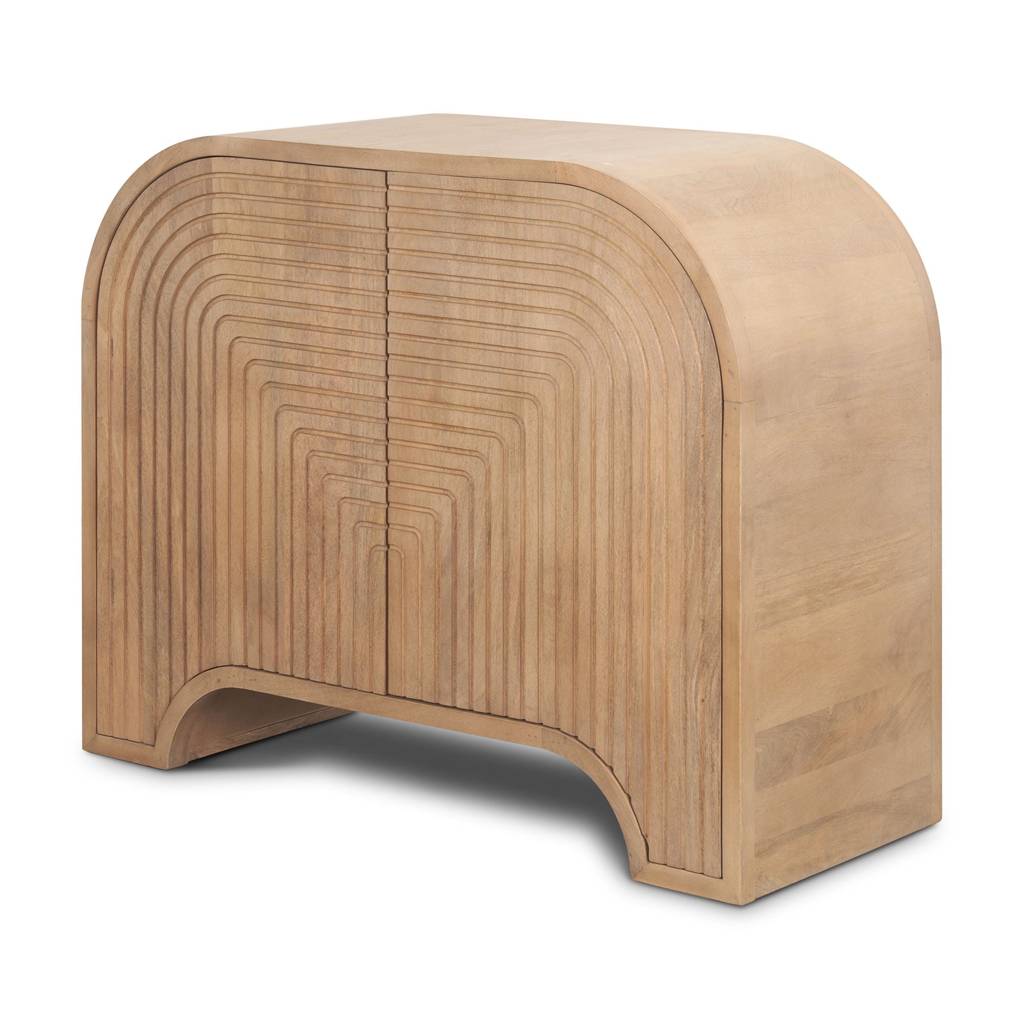 Mercana - Sorina Reverse Fluted Light Brown Wood Accent Cabinet