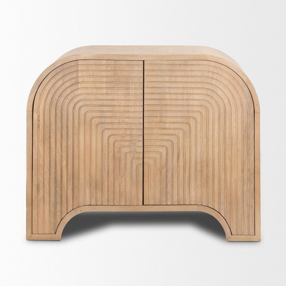 Mercana - Sorina Reverse Fluted Light Brown Wood Accent Cabinet