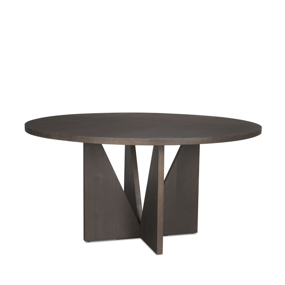 Mercana - Tarro Round Dining Table with Geometrical Base in Espresso, Wood