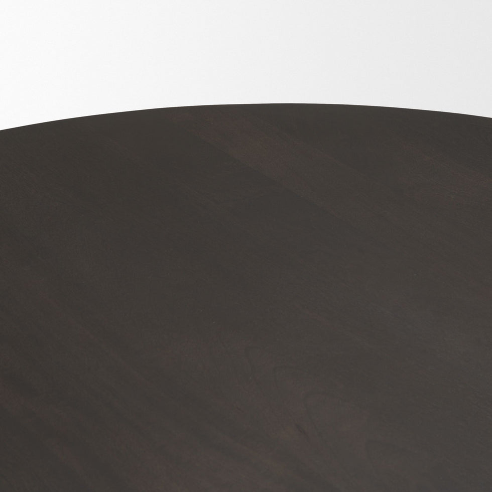 Mercana - Tarro Round Dining Table with Geometrical Base in Espresso, Wood