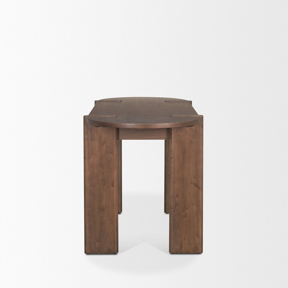 Mercana - Sohan Dark Brown Elm Wood Oblong Desk