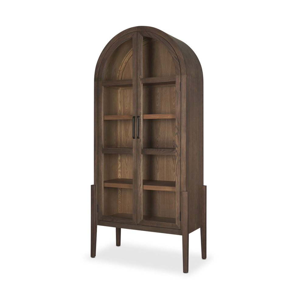 Mercana - Teva Two Toned Dark with Light Wood Arched Curio Cabinet