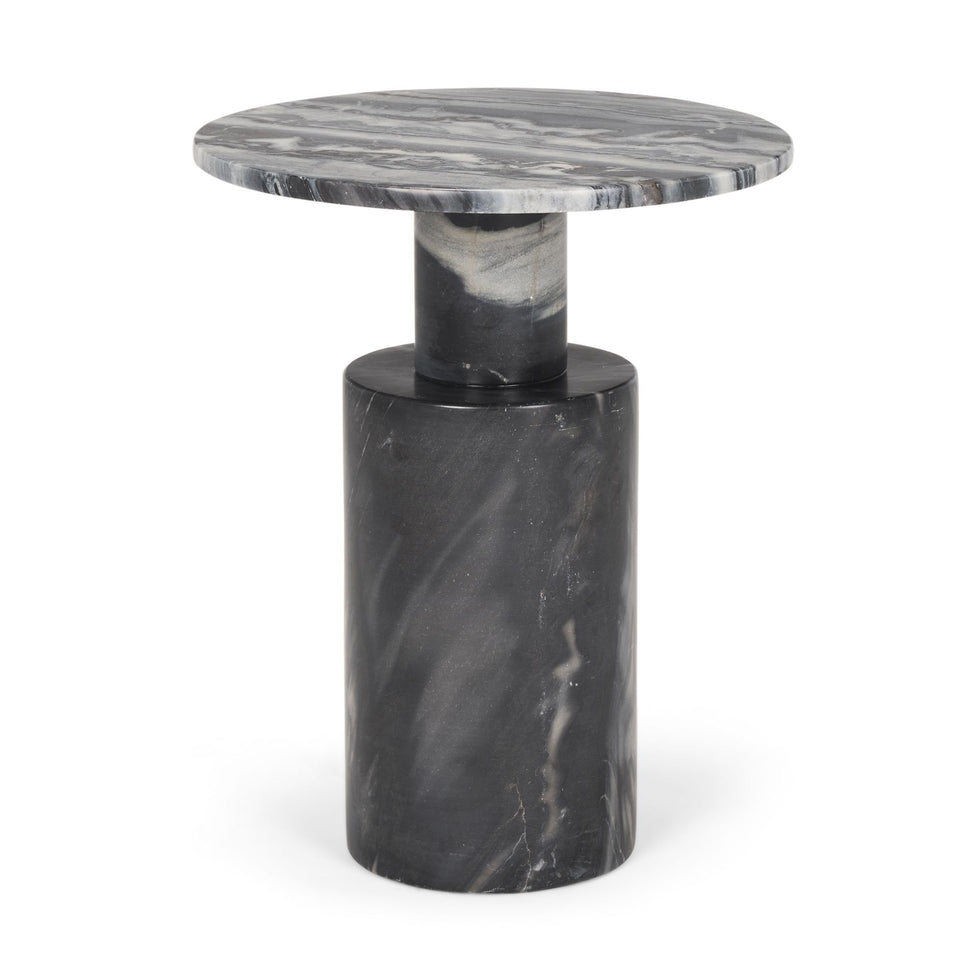 Mercana - Taite Solid Dark Gray Marble Pedestal Accent Table