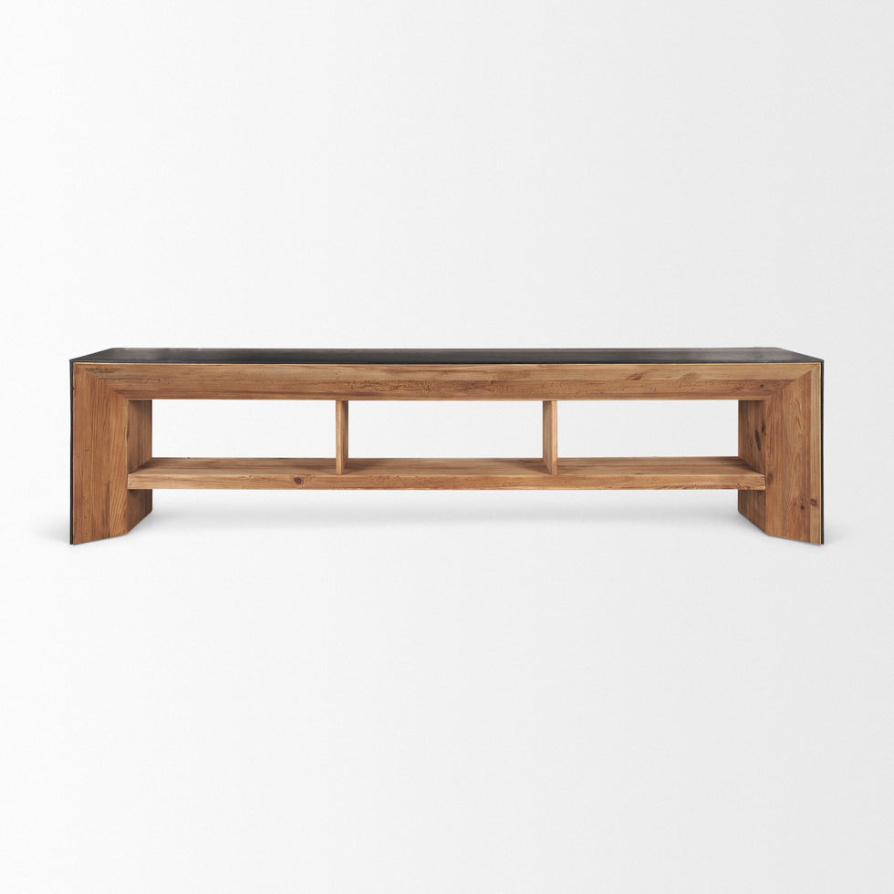 Mercana - Tabor Media Console with Black Oak Waterfall in Natural, Wood