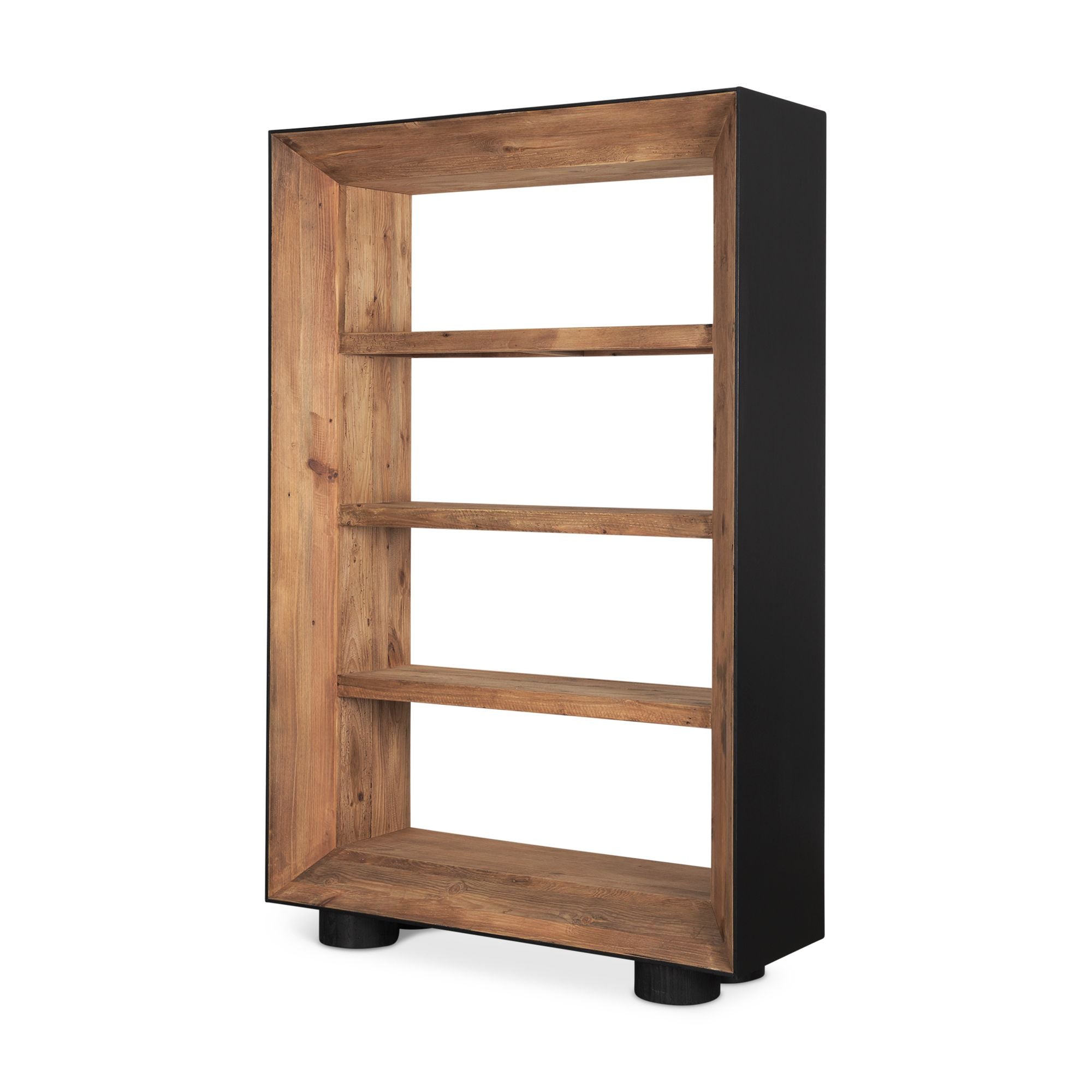 Mercana - Tabor Natural Wood with Black Oak Frame Bookcase