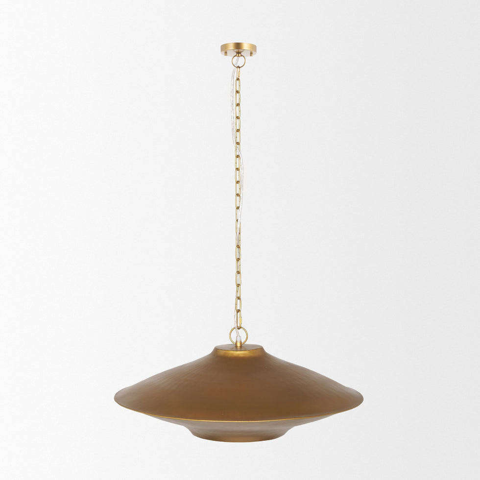 Mercana - Titus 1-Light Brass Finished Metal Disc Pendant