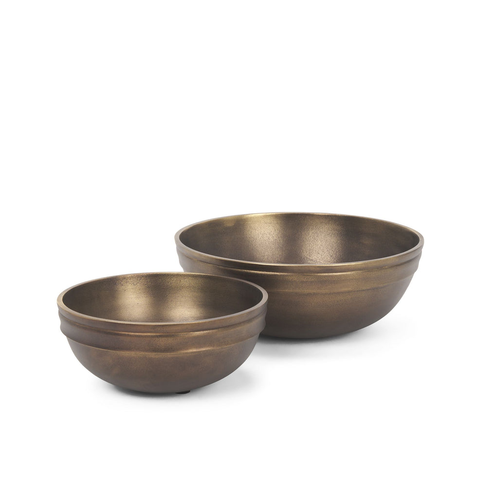 Mercana - Tomiko Decorative Brass Finished Cast Aluminum Round Bowls