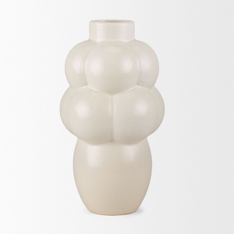Mercana - Ulvi Cream Glazed Bubble Ceramic Vase