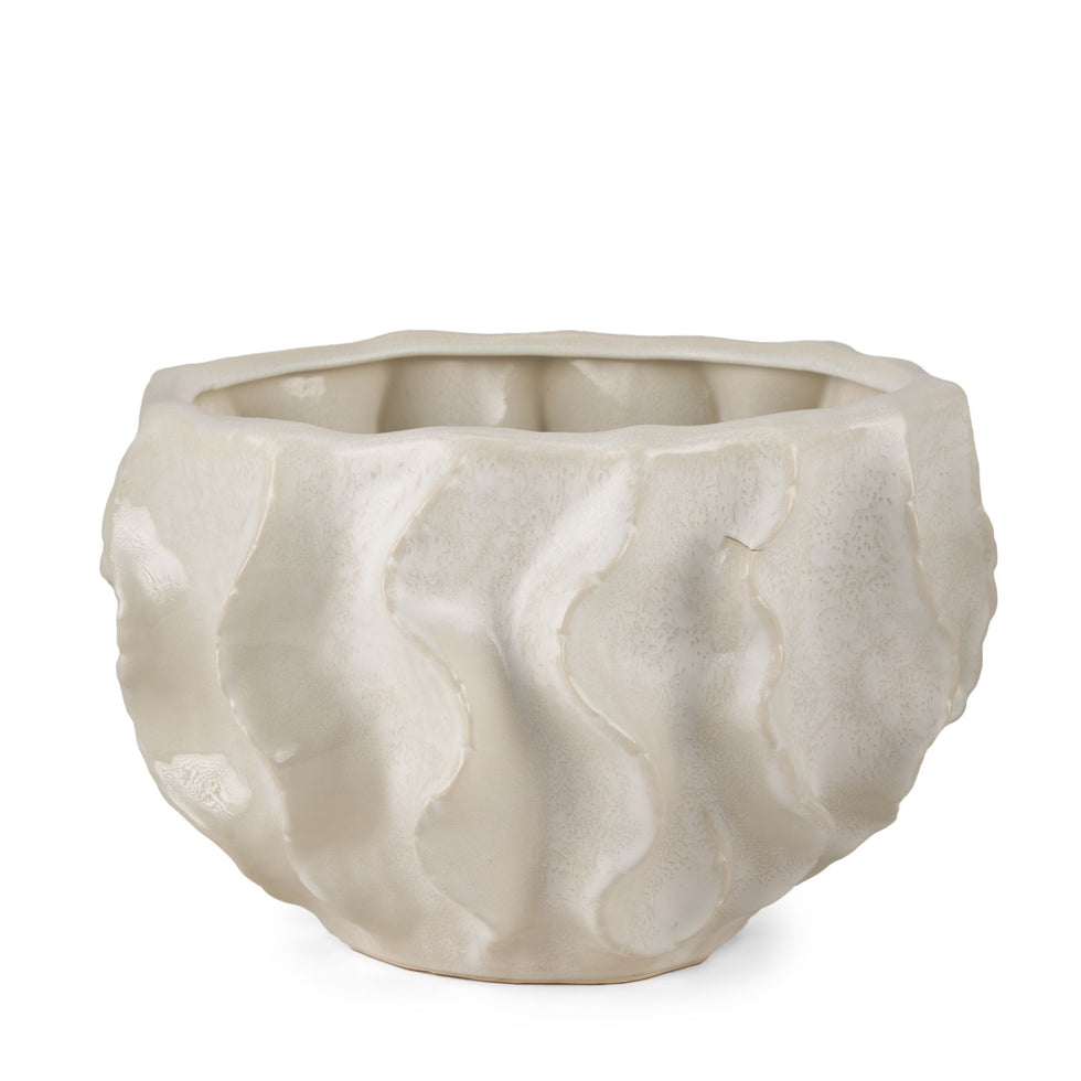 Mercana - Vahn Sculptural Cream Glazed Decorative Ceramic Bowl