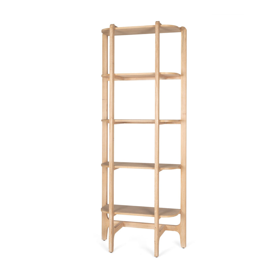 Mercana - Taylin Light Brown Solid Wood Open Bookshelf
