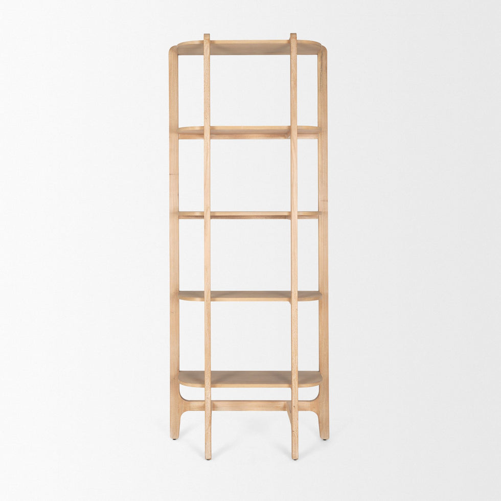 Mercana - Taylin Light Brown Solid Wood Open Bookshelf