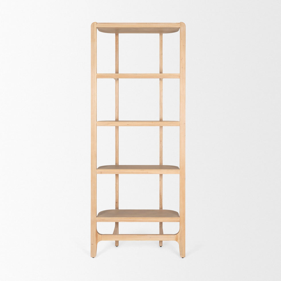 Mercana - Taylin Light Brown Solid Wood Open Bookshelf