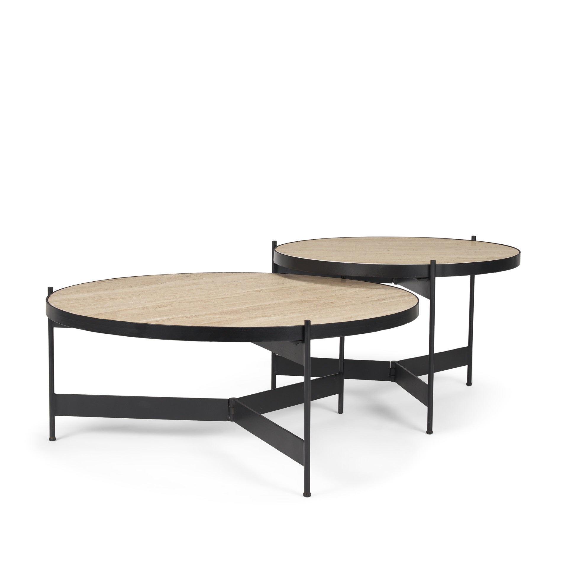 Mercana - Wade Coffee Table in Beige/Black, Metal/Stone