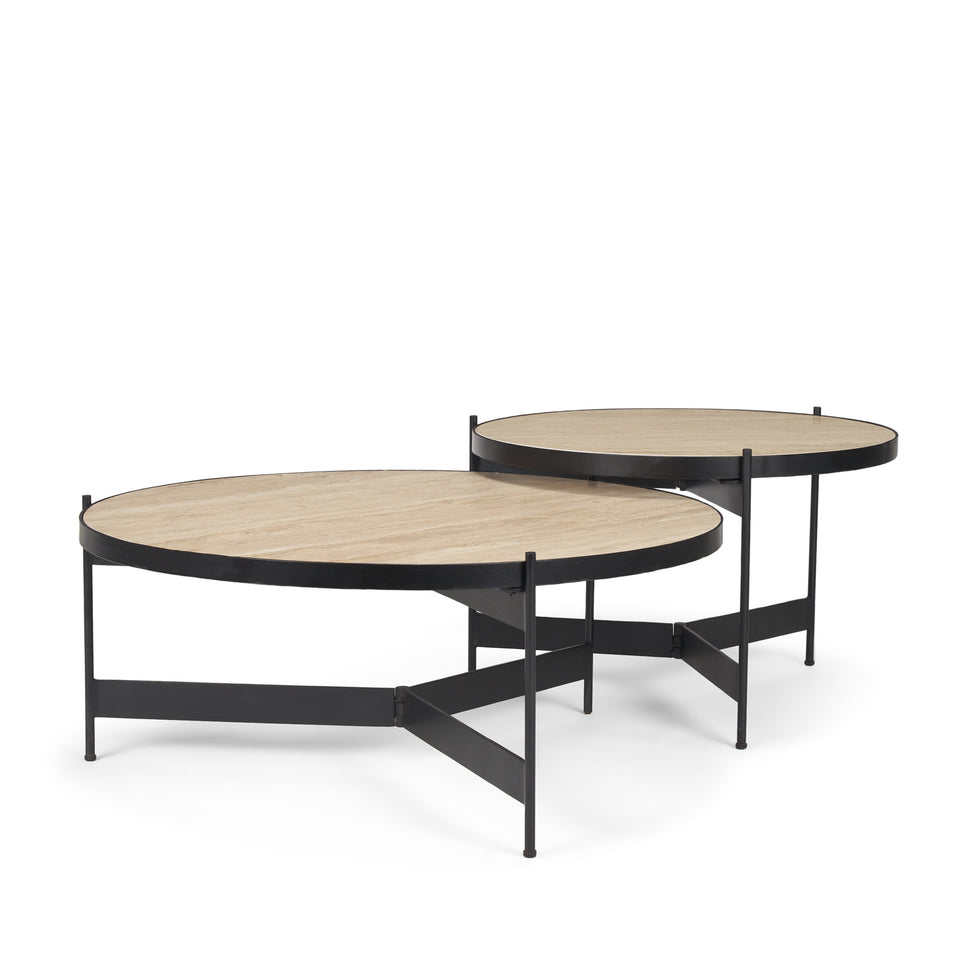 Mercana - Wade Coffee Table in Beige/Black, Metal/Stone