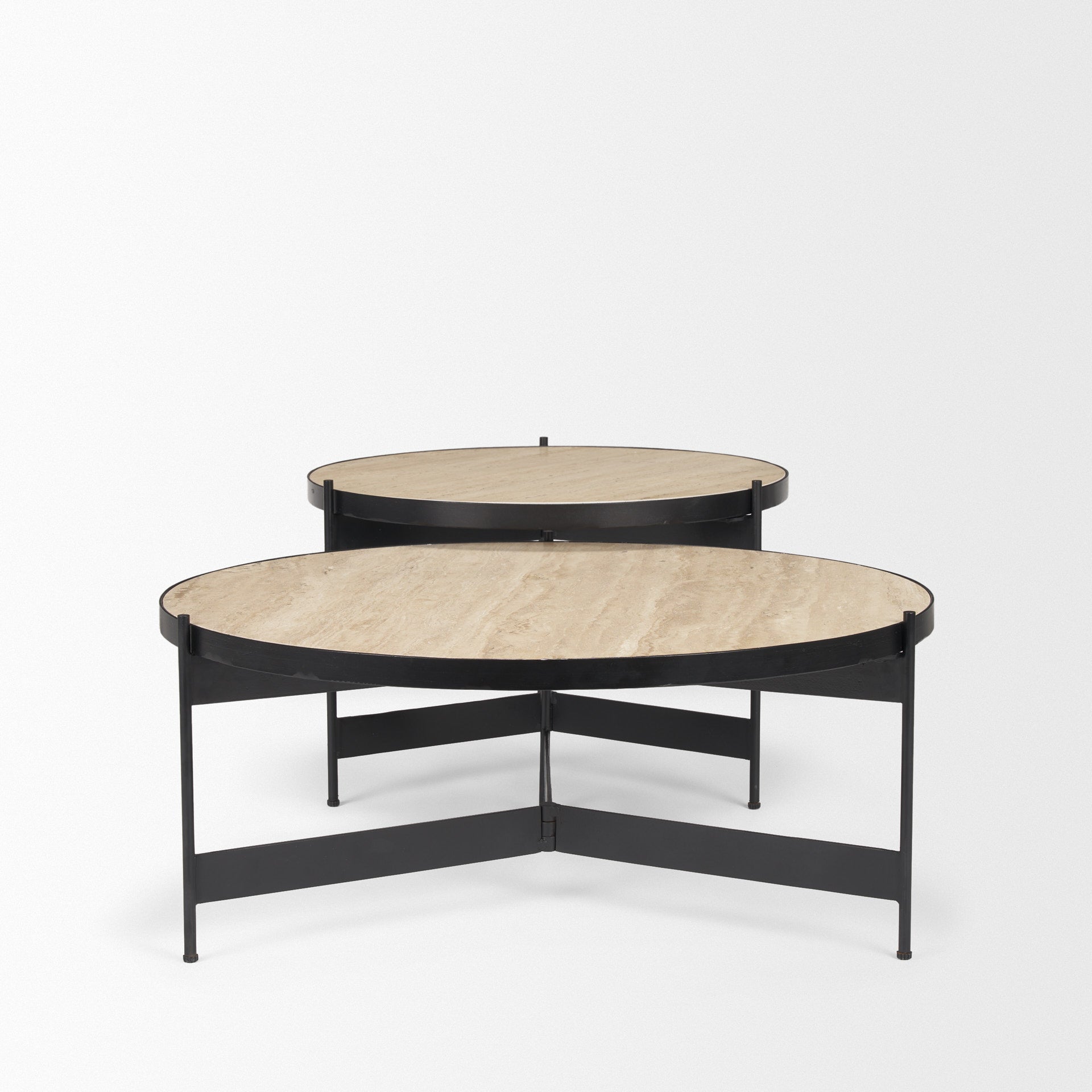 Mercana - Wade Coffee Table in Beige/Black, Metal/Stone