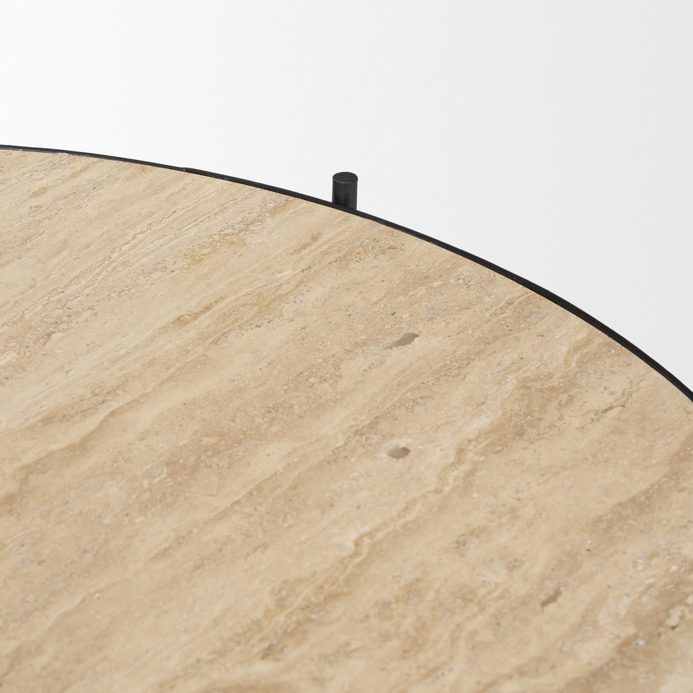 Mercana - Wade Coffee Table in Beige/Black, Metal/Stone