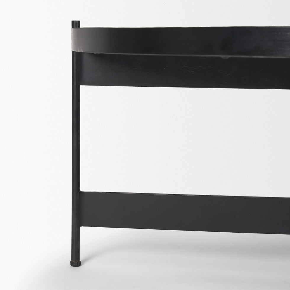 Mercana - Wade Coffee Table in Beige/Black, Metal/Stone