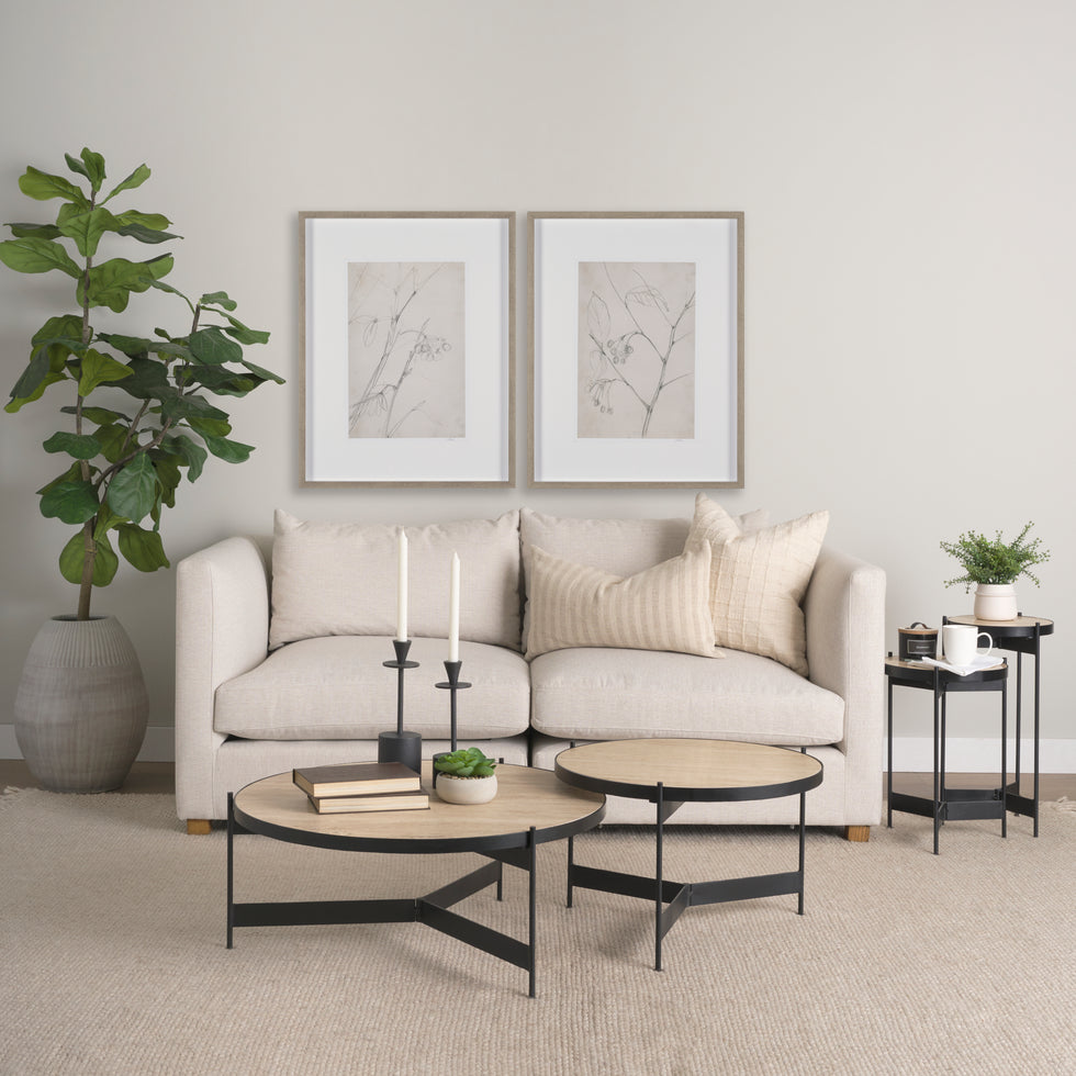 Mercana - Wade Coffee Table in Beige/Black, Metal/Stone